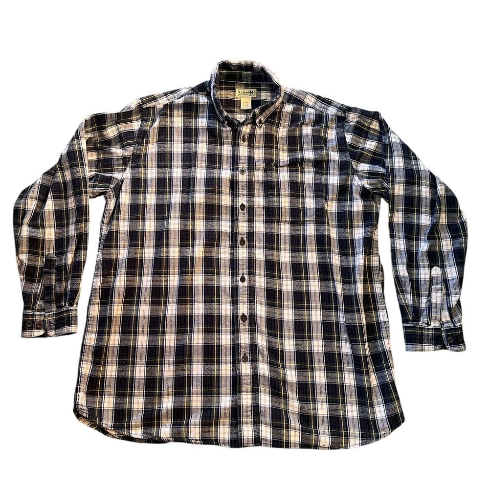 LL Bean Plaid Flannel Shirt Men's Size XL Tall Button Up Long Sleeve 100% Cotton